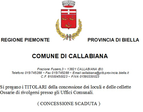 Avviso scadenza concessioni cimiteriali